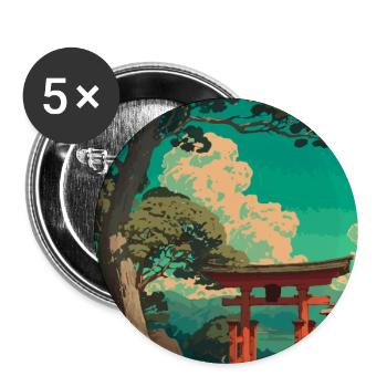 Serene Japanese Torii Gate Landscape - Buttons large 2.2''/56 mm (5-pack) - white - Front