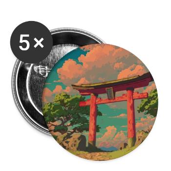 Serene Japan Torii Gateway Scene - Buttons large 2.2''/56 mm (5-pack) - white - Front