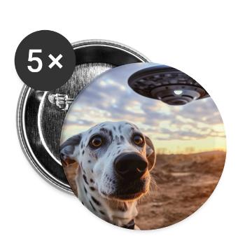 Selfie dalmatien OVNI - Lot de 5 grands badges (56 mm) - blanc - Devant