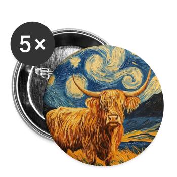 Highland Cow - Buttons groß 56 mm (5er Pack) - Weiß - Vorne