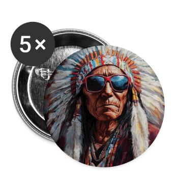 Indian chief with sunglasses - Buttons large 2.2''/56 mm (5-pack) - white - Front