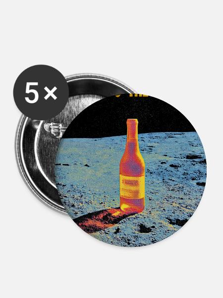 Weltraum-Feier mit Weinflasche - Buttons groß 56 mm (5er Pack) - Weiß