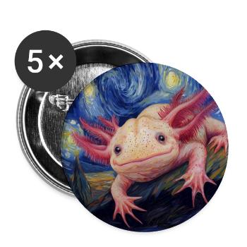 Axolotl Van Gogh Style Nuit étoilée - Lot de 5 grands badges (56 mm) - blanc - Devant