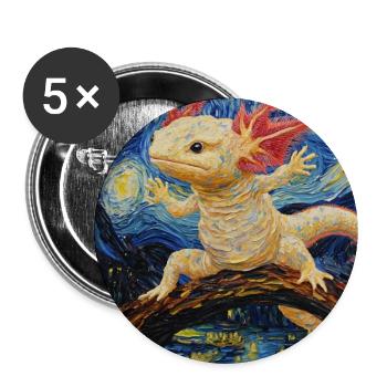 Axolotl Van Gogh Style Nuit étoilée - Lot de 5 grands badges (56 mm) - blanc - Devant