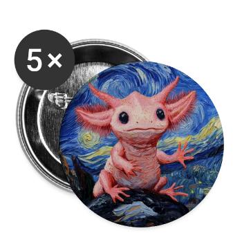 Axolotl Van Gogh Style Starry Night - Buttons large 2.2''/56 mm (5-pack) - white - Front