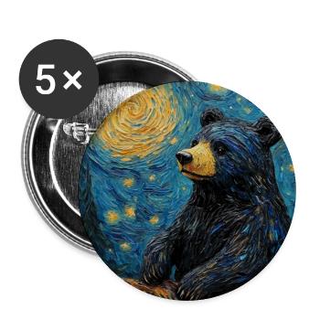 Bear Bears Van Gogh Style Starry Night - Buttons large 2.2''/56 mm (5-pack) - white - Front