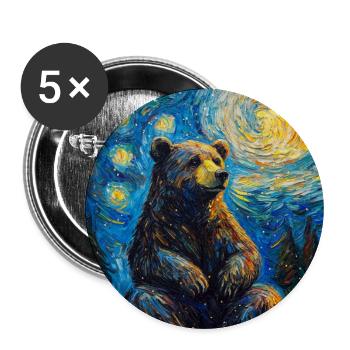 Bear Bears Van Gogh Style Starry Night - Buttons large 2.2''/56 mm (5-pack) - white - Front