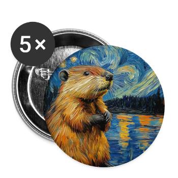Bieber dans le style de Van Gogh, La Nuit étoilée - Lot de 5 grands badges (56 mm) - blanc - Devant