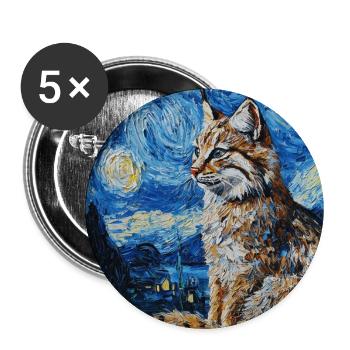 Lynx style Van Gogh étoilé - Lot de 5 grands badges (56 mm) - blanc - Devant