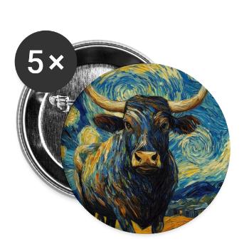 Vache Vaches Taureau Style Van Gogh Étoilé - Lot de 5 grands badges (56 mm) - blanc - Devant