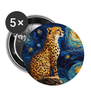 Guépard Léopard Style Van Gogh Étoilé - Lot de 5 grands badges (56 mm) - blanc - Devant