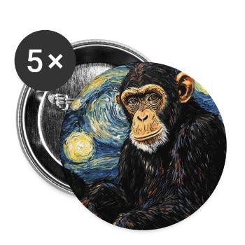 Affe Schimpanse Van Gogh Style Starry  - Buttons groß 56 mm (5er Pack) - Weiß - Vorne