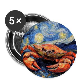 Crabe style Van Gogh étoilé - Lot de 5 grands badges (56 mm) - blanc - Devant