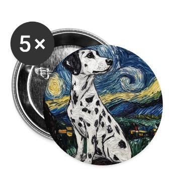 Dalmatian Dog Van Gogh Style Starry - Buttons large 2.2''/56 mm (5-pack) - white - Front