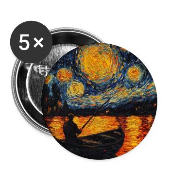 Pêcheur Pêche Angel Van Gogh Style Nuit étoilée - Lot de 5 grands badges (56 mm) - blanc - Devant