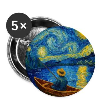 Pêcheur Pêche Angel Van Gogh Style Nuit étoilée - Lot de 5 grands badges (56 mm) - blanc - Devant