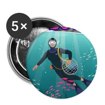 Jeju Haenyeo – Les plongeuses légendaires de Corée - Lot de 5 grands badges (56 mm) - blanc - Devant