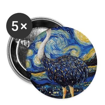 Bouquet Nuit étoilée style Van Gogh - Lot de 5 grands badges (56 mm) - blanc - Devant