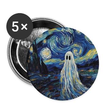 Ghost Van Gogh Style Starry Night - Buttons large 2.2''/56 mm (5-pack) - white - Front