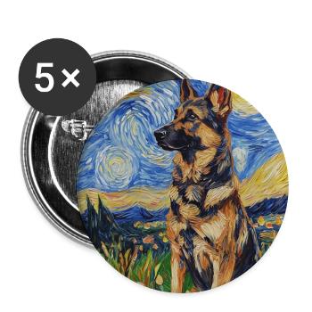 German Shepherd Dog Dogs Van Gogh Style Starry Night - Buttons large 2.2''/56 mm (5-pack) - white - Front