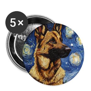 German Shepherd Dog Dogs Van Gogh Style Starry Night - Buttons large 2.2''/56 mm (5-pack) - white - Front