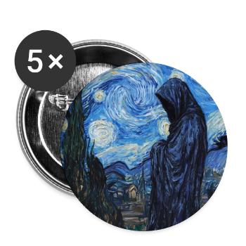 Ghost Van Gogh Style Starry Night - Buttons large 2.2''/56 mm (5-pack) - white - Front