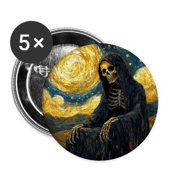 Ghost Skeleton Van Gogh Style Starry Night - Buttons large 2.2''/56 mm (5-pack) - white - Front
