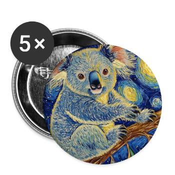 Koala Australien Van Gogh Style Starry Night - Buttons groß 56 mm (5er Pack) - Weiß - Vorne