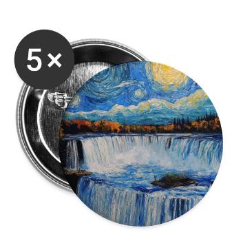 Niagara Falls Van Gogh Style Starry Night - Buttons large 2.2''/56 mm (5-pack) - white - Front