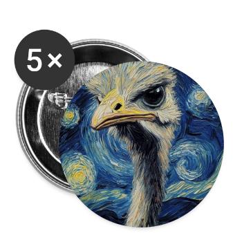 Oiseau Autruche Style Van Gogh Nuit étoilée - Lot de 5 grands badges (56 mm) - blanc - Devant