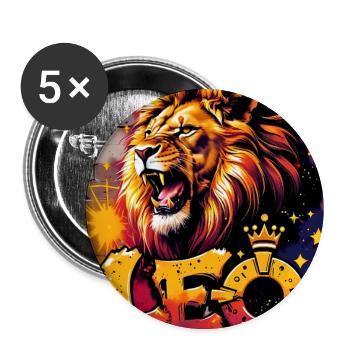 Löwe - Buttons groß 56 mm (5er Pack) - Weiß - Vorne