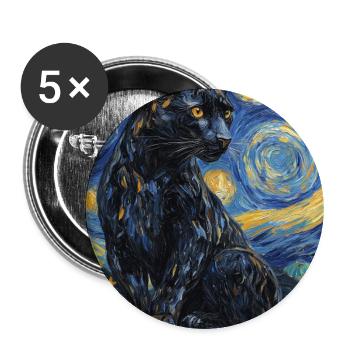 Panther Van Gogh Style Starry Night - Buttons large 2.2''/56 mm (5-pack) - white - Front