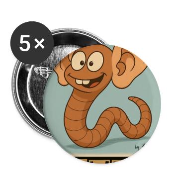 Ohrwurm by Rico Beck - Buttons groß 56 mm (5er Pack) - Weiß - Vorne