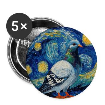 Colombe Oiseau Van Gogh Style Nuit étoilée - Lot de 5 grands badges (56 mm) - blanc - Devant
