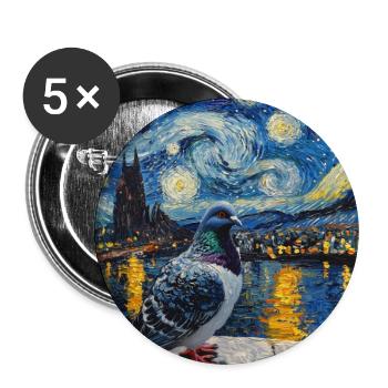 Colombe Oiseau Van Gogh Style Nuit étoilée - Lot de 5 grands badges (56 mm) - blanc - Devant