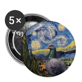 Colombe Oiseau Van Gogh Style Nuit étoilée - Lot de 5 grands badges (56 mm) - blanc - Devant