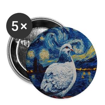 Colombe Oiseau Van Gogh Style Nuit étoilée - Lot de 5 grands badges (56 mm) - blanc - Devant