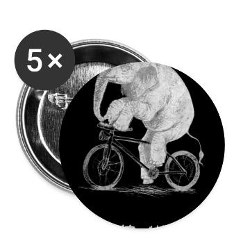 Burn Fat – Not Fuel Funny Bicycle Elephant - Buttons large 2.2''/56 mm (5-pack) - white - Front