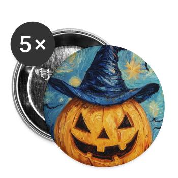 Kürbis Halloween Van Gogh Style Starry Night - Buttons groß 56 mm (5er Pack) - Weiß - Vorne