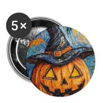 Kürbis Halloween Van Gogh Style Starry Night - Buttons groß 56 mm (5er Pack) - Weiß - Vorne