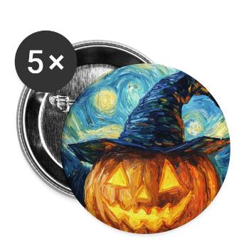 Kürbis Halloween Van Gogh Style Starry Night - Buttons groß 56 mm (5er Pack) - Weiß - Vorne