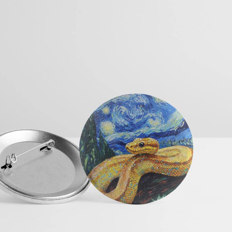 Snake Python Van Gogh Style Starry Night Buttons large 2.2''/56 mm (5-pack)