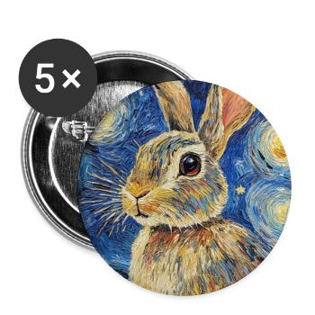 Lapin Lapin Lapin Van Gogh Style Nuit étoilée - Lot de 5 grands badges (56 mm) - blanc - Devant