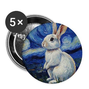 Lapin Lapin Lapin Van Gogh Style Nuit étoilée - Lot de 5 grands badges (56 mm) - blanc - Devant