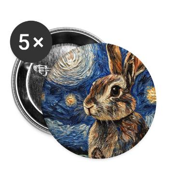 Lapin Lapin Lapin Van Gogh Style Nuit étoilée - Lot de 5 grands badges (56 mm) - blanc - Devant