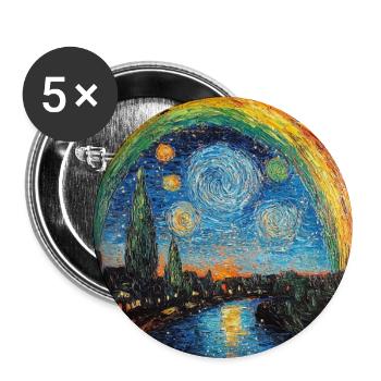 Rainbow Van Gogh Style Starry Night - Buttons large 2.2''/56 mm (5-pack) - white - Front