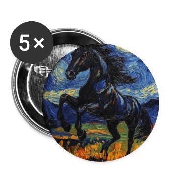 Cheval Chevaux Cavalier Style Van Gogh Nuit étoilée - Lot de 5 grands badges (56 mm) - blanc - Devant