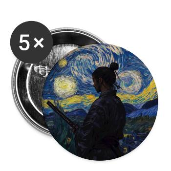 Samurai Japan Van Gogh Style Starry Night - Buttons groß 56 mm (5er Pack) - Weiß - Vorne