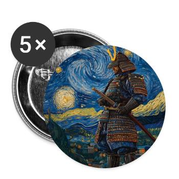 Samurai Japan Van Gogh Style Starry Night - Buttons groß 56 mm (5er Pack) - Weiß - Vorne