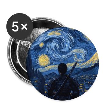 Samurai Japan Van Gogh Style Starry Night - Buttons groß 56 mm (5er Pack) - Weiß - Vorne